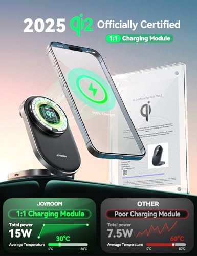 Joyroom Qi2 3-in-1 Wireless Charging Dock: 15 W Fast Charger for i Phone 16/15/14/13, Apple Watch, and Air Pods with Magnetic Foldable Design – Ultimate Device Compatibility and Speed for Home & Travel Charging Needs