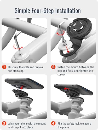 sincetop Quad Series Phone Holder for Bikes & Motorcycles – Premium Aluminum Handlebar Mount with Quick Lock Mechanism – Universal Fit for Mountain, Road, E-Bikes & Scooters – Securely Accommodates All Phone Sizes for Seamless Navigation and Hands-Free Experience
