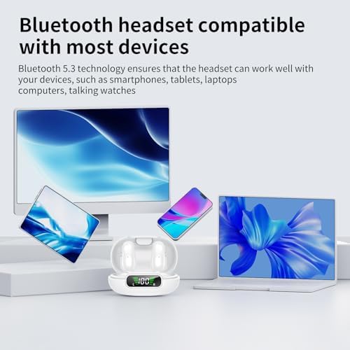 Introducing Cutting-Edge Open Ear Bluetooth 5.3 Sport Earbuds – 36-Hour All-Day Battery Life, Waterproof & Ergonomic Clip-On Design for Unmatched Comfort During High-Intensity Workouts – Features LED Charging Case for Effortless Power Management and Crystal Clear Conversations