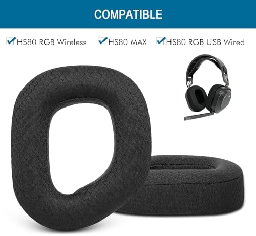 Ultimate Comfort Upgrade for Corsair HS80 RGB Gaming Headsets – Replacement Ear Pads with High-Density Noise-Canceling Foam and Breathable Mesh for Enhanced Sound Isolation and Long-Lasting Gaming Enjoyment