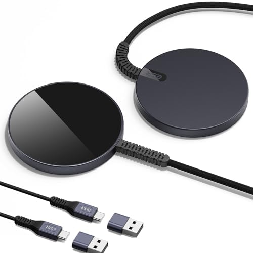 ESR Mag Safe 15 W Wireless Charger – Dual USB-C Charging Pad for i Phone 16 Pro Max, 16 Pro, 16, 16 Plus, 15, 14, 13, 12, and Galaxy S25 – Sleek Desert Titanium Finish – Effortless Magnetic Alignment for Air Pods Pro/3/4 – High-Speed Charging & Enhanced Device Compatibility