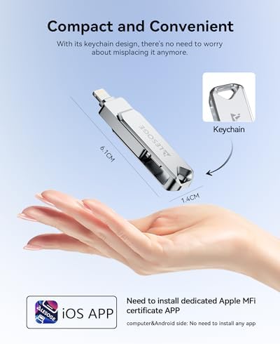 MFi Certified 128 GB High-Speed USB Flash Drive – Versatile Photo Stick for i Phone, i Pad, Android & PC – Seamless Dual Interface, Compact Design for Effortless Data Transfer and Storage Solutions