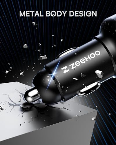 ZEEHOO 95 W High-Speed USB-C Car Charger – Dual Port Fast Charging Adapter for i Phone 15 Pro Max, Samsung Galaxy S23/S22 & More – Ultimate Device Compatibility and Safety Features for On-the-Go Power