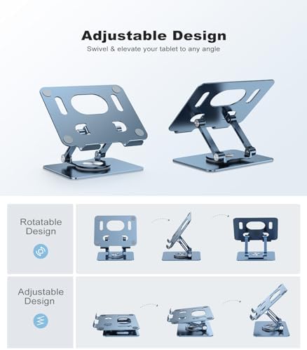 Revolutionary 360-Degree Swivel Tablet Stand – Adjustable, Multi-Functional Holder for i Pad Pro, Air, Mini & More (Sleek Silver) – Experience Unmatched Versatility and Stability for Streaming, Drawing, and Browsing