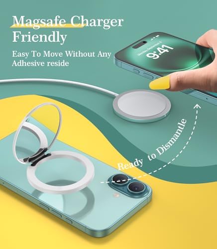 Cell Phone Stand Compatible with Magsafe Mirror Mount [Anti-Scratch & Portable] Girls Women Magnetic Travel Makeup Mirror Desk Fits for iPhone 16/15/14/13/12 Plus Pro Max (Frost) – Enhanced Compatibility and Speed