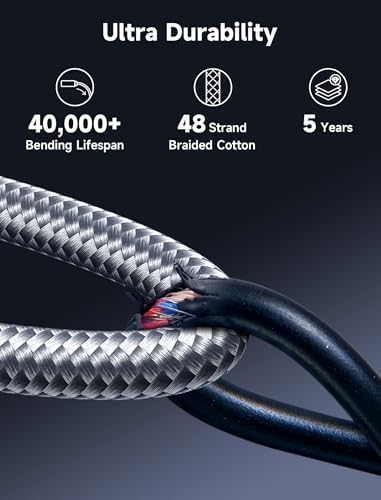 JSAUX 10 ft USB C Cable 2-Pack – High-Speed Charging & Data Transfer for i Phone 16 Series, Samsung Galaxy S20/S10/S9 & Note 20 – Durable Nylon Braided Design for Ultimate Reliability – Perfect for Home, Office & On-the-Go Use – Enhanced Compatibility with USB 3.1 Technology – Sleek Black Finish for Professional Aesthetics