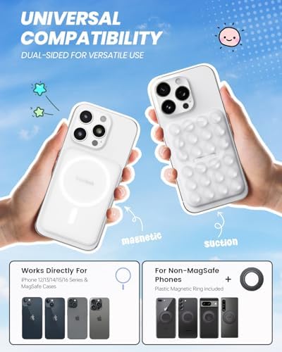 Klearlook Magnetic Suction Phone Mount Set – 4 Stylish Colors for Mag Safe Cases, Hands-Free Selfie Grip for Tik Tok & Content Creators, Lightweight & Portable, Secure Magnetic Attachment for Effortless Video Recording and Photography