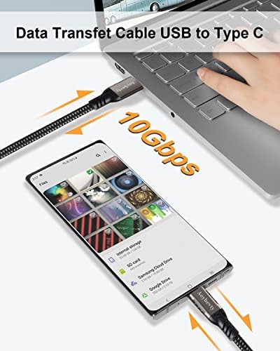 High-Speed USB A to USB C Cable (3.3 FT & 10 FT) – 10 Gbps Data Transfer, 60 W Fast Charging for Samsung Galaxy S23/S22/S21/S20/S10 Ultra & All Type C Devices – Durable Nylon Braided Design for Ultimate Flexibility and Performance