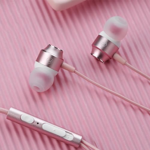 Stylish Rose Gold USB C Earbuds – Premium In-Ear Headphones with Superior Stereo Bass and Built-in Microphone for i Phone 15, Samsung, and Google Pixel – Ergonomic Design with Convenient Volume Control for Unmatched Comfort and Everyday Audio Excellence