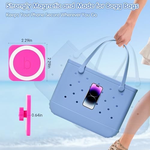Vibrant Hot Pink Magnetic Phone Holder for Bogg Bag Accessories – Effortless Hands-Free Access for i Phone & Android Devices – Perfect Beach Tote Companion for Stylish Organization and Secure Attachment