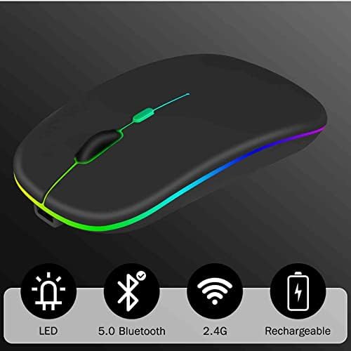 Elevate Your Computing with Urban X Rechargeable 2.4 GHz & Bluetooth Wireless Mouse – Versatile Onyx Black Design for Samsung Galaxy Tab S6 Lite (2022), Laptops, PCs, Mac, i Pad Pro & More – Ergonomic, Silent Click, and Effortless Device Compatibility for Enhanced Productivity