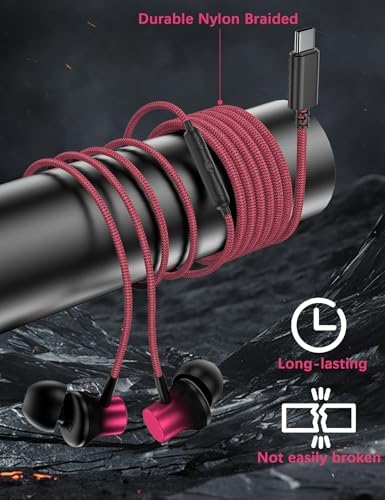 Transform Your Sound Experience: Premium USB-C Noise-Canceling Earbuds with Rich Hi-Fi Bass for Samsung Galaxy S25 Ultra & i Phone 16 – Ergonomic Fit, Durable Design & Built-In Microphone for Effortless Communication and All-Day Comfort
