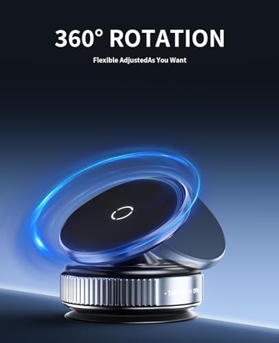 Vacuum Magnetic Phone Holder Stand, Suction Cup Phone Mount,Foldable and Retractable Vacuum Suction Phone Holder,360°Adjustable Magsafe Car Mount for iPhone 16e 16 Pro Max 15 14 13 12 – Enhanced Compatibility and Speed