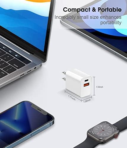 Dual-Port 20 W USB-C Wall Charger – 2 Pack Fast Charging Adapter for i Phone 15/14 & Apple Watch Series 8/7/SE – Compact Travel Power Plug with Smart Charging Technology for Enhanced Device Compatibility and Speed