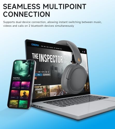 Edifier W800 BT Pro Wireless Over-Ear Headphones – Premium Hi-Res Audio with Advanced Hybrid Active Noise Cancellation, AI-Driven Call Clarity, 45-Hour Battery Life, Quick Charge Capability, and Compact Foldable Design – Enhanced Bluetooth 5.4 Connectivity for Superior Sound Experience in Elegant Classic Black