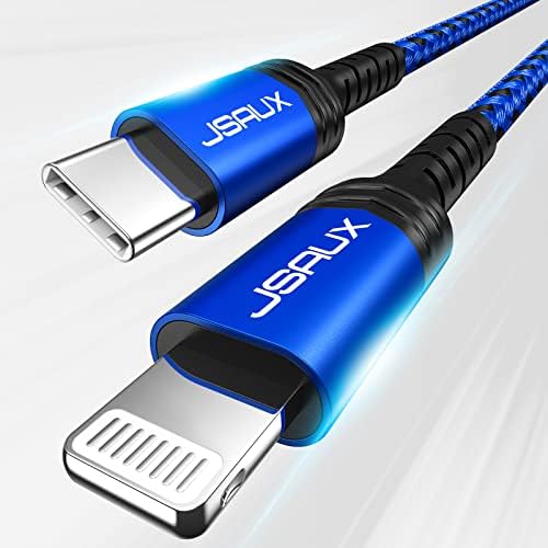 JSAUX 6 FT USB C to Lightning Cable – Apple MFi Certified Fast Charging Cord for i Phone 14/13/12 Series – Durable Braided Nylon, Tangle-Free Design, Vibrant Red – Optimal Compatibility & Speed for Seamless Connectivity