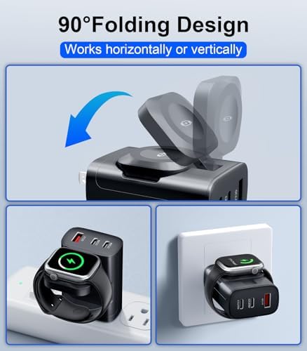 40 W 4-in-1 Fast Charger for i Phone, Apple Watch & Air Pods – Portable Multi-Device Charging Station with Dual USB Wall Block – Ideal Travel Companion for Apple Users – Enhanced Compatibility & Efficient Power Delivery