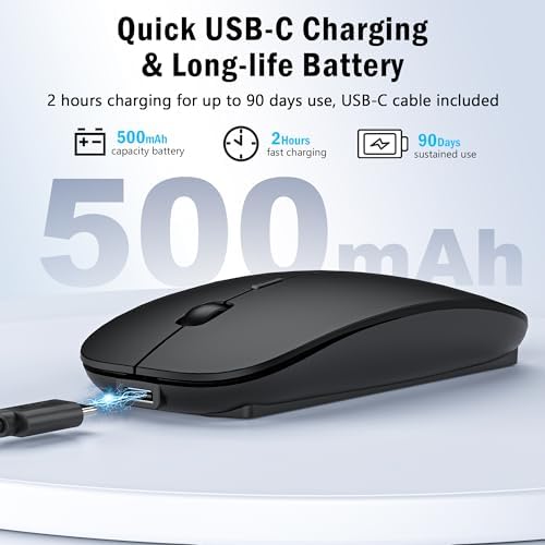 Versatile Wireless Bluetooth Mouse for Mac Book Air, Mac Pro, & i Pad – Sleek Rechargeable Silent Mouse with Dual Connectivity (USB-C & 2.4 G) – Travel-Friendly Jiggler Mice Mover in Stylish Purple – Perfect for Professionals & On-the-Go Users
