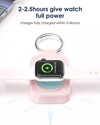 Compact Wireless Magnetic Power Bank for Apple Watch – 1000 m Ah Travel Charger with Keychain Attachment, Fast Charging for Series 10/9/8/7/6/SE/5/4/3/2/Ultra 2 – Perfect Accessory for Active Lifestyles and Professionals – Sleek Black Design for Effortless Portability