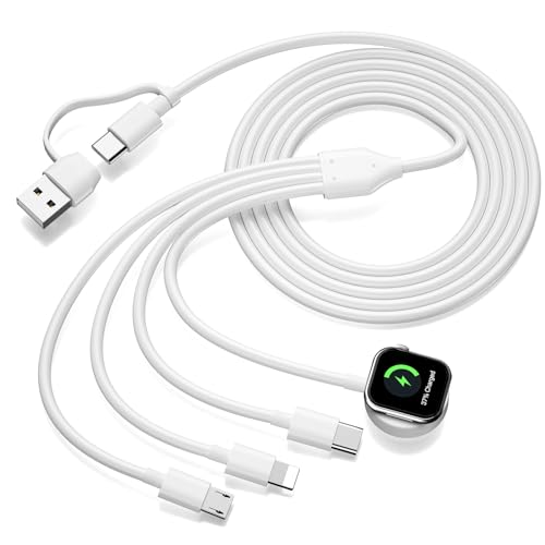 Maximize Efficiency with the Innovative 4-in-2 Multi Charger – Rapid USB C, Lightning & Micro USB Compatibility for Apple Watch Series 9/8/7/6/5/4/3/2/1 and Galaxy S24/S23/S22 – Ultimate Portable Charging Solution for Seamless Device Management on the Go