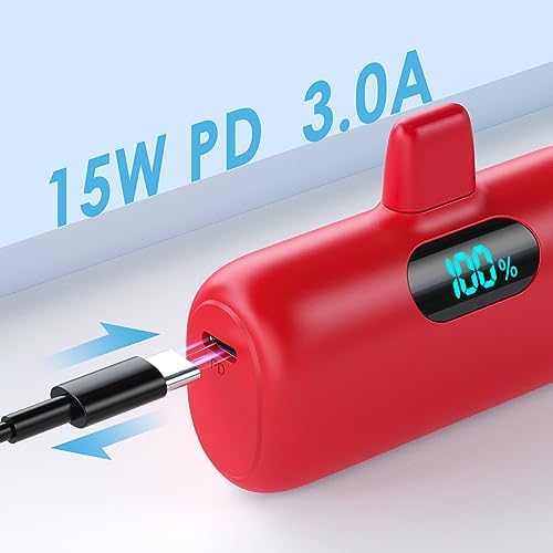 Compact Pink Portable Charger for i Phone – 5000 m Ah PD Fast Charging Power Bank, Lightweight Mini Battery Pack Compatible with i Phone 14/14 Pro Max/13/13 Pro/12 Pro/11/XS/XR/X/8/7/6 – Stylish and Versatile Backup Solution for On-the-Go Power