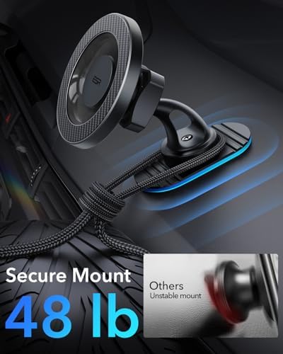 ESR Mag Safe Car Mount – Magnetic Phone Holder for Air Vent & Dashboard, Compatible with i Phone 16/16 e/15/14/13/12, Samsung, and All Smartphones – Includes 2 Metal Rings for Enhanced Stability – Sleek Design for Effortless Driving Experience