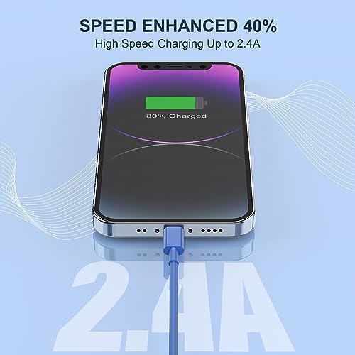 10 ft Apple MFi Certified Lightning to USB Cable – 2 Pack Long Durable i Phone Charger for Fast Charging – Compatible with i Phone 14/13/12/11/Pro/Max/X/XS/XR – Enhanced Flexibility and Performance for Home or Travel