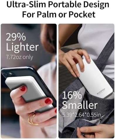 Ultra-Slim 10,000 m Ah Dual-Pack Portable Charger – 15 W Fast Charging Power Bank with USB-C Compatibility for i Phone, Samsung, Pixel & More – Effortless Mobility & Reliable Power Solutions