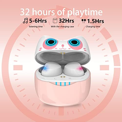 Kids’ Bluetooth 5.1 Wireless Earbuds – Adorable Waterproof Earphones with Dual Mics, 36-Hour Playtime, Hi-Fi Stereo Sound, and Gaming Mode – Perfect for Active Young Listeners and Learning on the Go
