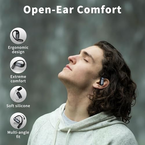 Elevate Your Active Lifestyle with BUGANI Bluetooth 5.2 Open Ear Headphones – Sport-Optimized Wireless Earbuds Offering 32 Hours of Playtime, Rapid Charging, and Waterproof Durability for Enhanced Sound and Environmental Awareness During Running and Cycling