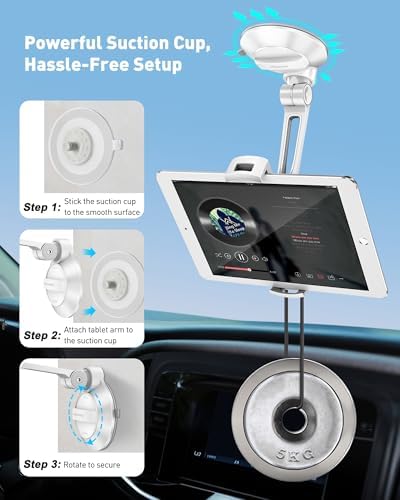 Maximize Your Mobile Utility with the Above TEK i Pad Suction Mount – Versatile Phone & Tablet Holder for 4″-11″ Devices | Secure Suction Cup Technology for Cars, Trucks, and Home Use | Adjustable Arm for Perfect Viewing Angles | Lightweight and Durable Design for Easy Portability | Ideal for Hands-Free Navigation, Streaming, and Calls | Elevate Your Experience on Windows, Mirrors, and Dashboards