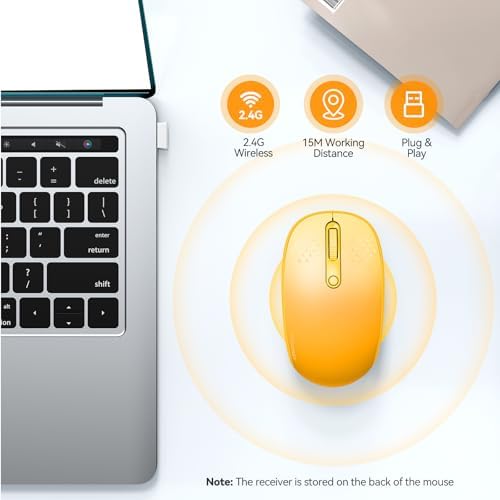 TECKNET 2.4 GHz Wireless Mouse – Ultra-Quiet & Portable Computer Companion with Adjustable DPI, USB Receiver, and Ergonomic Design for Seamless Use Across Chromebook, Laptop, PC & Mac – Enhance Productivity Effortlessly