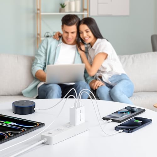 40 W USB-C Power Hub Duo: Versatile Fast Charging Station with 4 Ports for i Phone, i Pad, Air Pods & Apple Watch – Compact Travel Charger with Safety Features for Efficient Device Charging