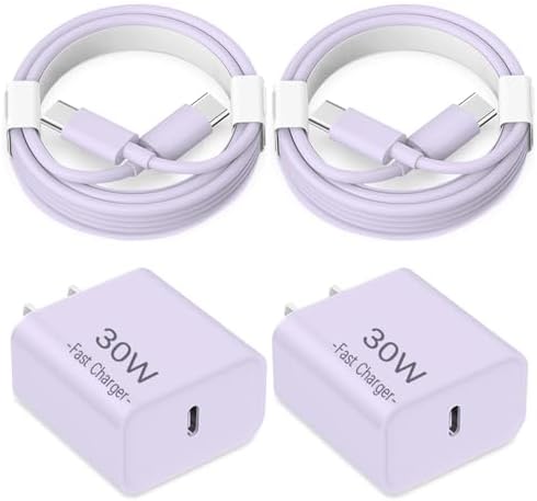 Premium i Phone 16/15 Fast Charging Adapter – Apple MFi Certified 30 W USB C Charger Block with 2 Pack 6 FT Type C Cord for Enhanced Efficiency in Pink – Ultimate Charging Solution for i Phone 16 Plus, 16 Pro, 16 Pro Max, and 15 Pro Max – Stylish and Portable Power for Home and Travel