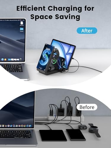 Ultimate 5-in-1 Wireless Charging Station for Samsung Devices – Foldable Multi-Device Charger with Phone Stand, Galaxy Watch Dock & Earbuds Support – Fast Charging & Safe Power Management for Galaxy S25/S24/S23 & Watch 7/6/5/Ultra – Sleek, Portable Design for Home or Travel