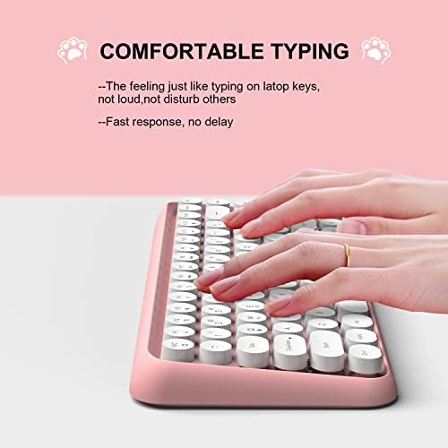 FELICON Retro Mini Wireless Bluetooth Keyboard – Portable 84-Key Typewriter Design for Android, i Pad, Windows & PC – Perfect Companion for Home & Office with Enhanced Compatibility and Rechargeable Battery