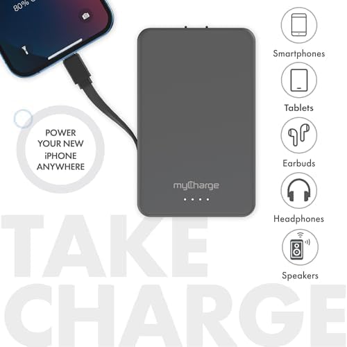 Ultra-Fast my Charge Power+Plug 20,000 m Ah Portable Power Bank with Built-in Charging Cable, USB-C Port, and Foldable Wall Plug – Ideal Travel Companion for Apple & Android Devices with 120 Hours of Reliable Power