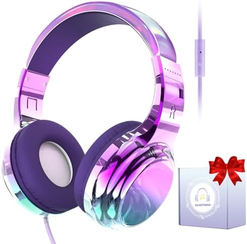 Vibrant Deep Purple Qear Fun Kids Headphones – Stylish Wired Noise Cancelling Headphones with Built-In Microphone & Adjustable Headband for School Use – Perfect for Focused Learning and Entertainment on Tablets & Smartphones