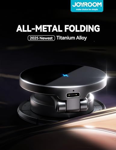 Premium JOYROOM Mag Safe Car Mount Charger – All-Metal 15 W Fast Wireless Charging Solution for i Phone 16 Pro Max Plus & 15/14/13/12 Pro Max Plus – Secure Magnetic Holder in Stylish Dark Blue for Effortless Navigation and Hands-Free Calls, Ultimate Dashboard Accessory