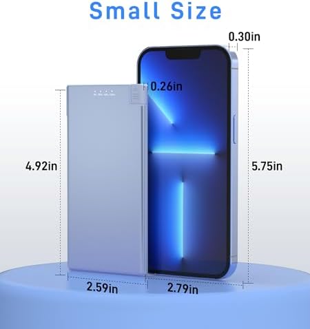 TNTOR Ultra-Thin 5000 m Ah Portable Charger with Built-in Lightning Cable – Lightweight Power Bank for i Phone 14/13/12/11/X/8 – Essential Travel Companion for Fast Charging and Enhanced Device Compatibility