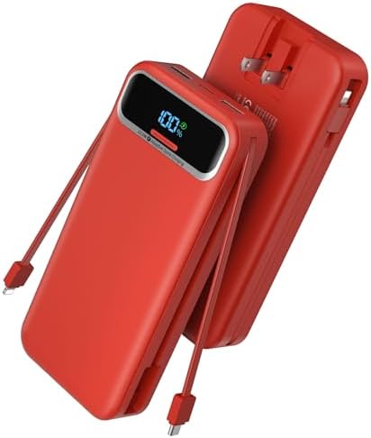 Ultimate Travel Power Bank with Integrated Cables and AC Plug – 20000 m Ah Capacity, PD 20 W & SCP 22.5 W Fast Charging, LED Display for i Phone & Samsung Compatibility – Efficient On-the-Go Charging Solution