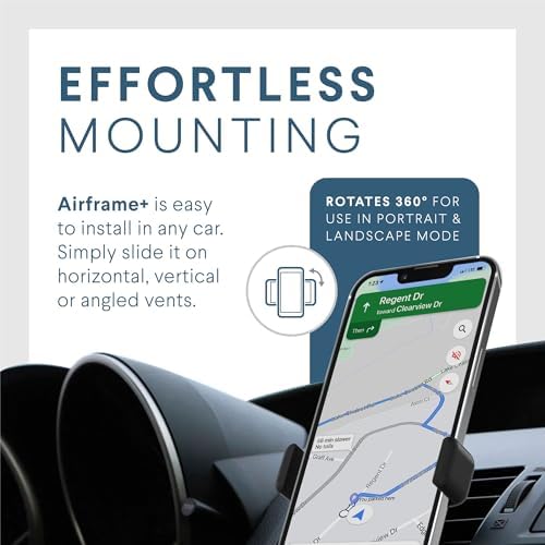 Kenu Airframe+ Premium Car Phone Holder Mount – Versatile 360-Degree Pivot Stand for i Phone, Samsung, and Android – Secure Air Vent Attachment, Expandable Grip for All Smartphone Sizes – Enhance Safety and Connectivity While Driving