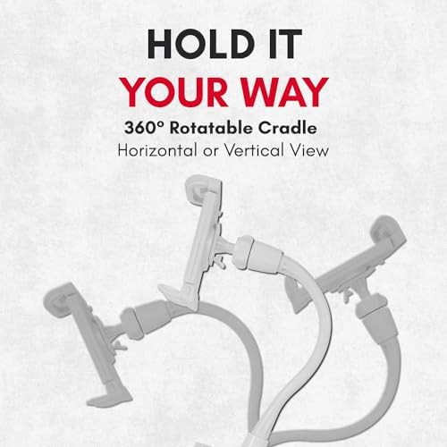 Innovative Macally Clip-On Tablet Holder | Adjustable Gooseneck Mount for Seamless i Pad, Kindle & Smartphone Use | Versatile Clamp Design for Bed, Desk, Stroller & Travel | Universal Fit with 360-Degree Rotation for Enhanced Viewing | Lightweight & Durable Tablet Stand for Effortless Mobility