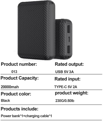 High-Capacity Dual Portable Charger Pack – 20000 m Ah USB-C Power Bank for Rapid Charging – Compact External Battery for All USB Devices – Ideal for Travel, Work & Daily Use