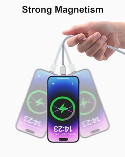 Maximize Your Device Charging Potential with the ZBF Magnetic 3-in-1 Cable Set – Rapid 3 A Power Delivery, 480 Mbps Data Sync, and Effortless Magnetic Connectors for USB-C, i Phone, and Micro USB Compatibility – Durable Multi-Length Options Perfect for Home, Office, and Travel Use