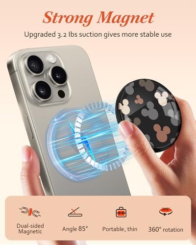 Chic Mushroom Mag Safe Phone Grip for Women – Trendy Ring Kickstand Holder for i Phone 16/15/14/13/12 Series – Stylish, Secure, and Functional Accessory for Texting, Selfies, and Streaming – Lightweight, Durable Design for Everyday Use