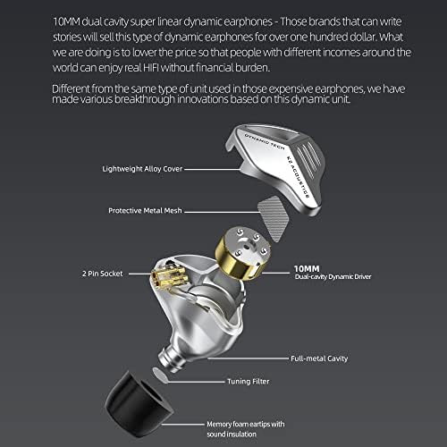 Experience Unmatched Audio Fidelity with Keephifi KZ ZVX In-Ear Monitor Earphones – 10 mm Dual Cavity Dynamic Driver, Premium Metal Shell, Detachable 2-Pin Silver-Plated Cable, and Integrated Mic for Audiophiles and Musicians – Superior Sound Quality and Comfortable Fit for All-Day Listening