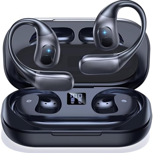 Revolutionize Your Workouts with Premium Bluetooth 5.4 Open Ear Sports Earbuds – True Wireless Freedom, IPX6 Water-Resistant Design, Ergonomic Fit for Secure Comfort, 5-Hour Playtime, and Smart Charging Case for Enhanced Athletic Performance and Connectivity