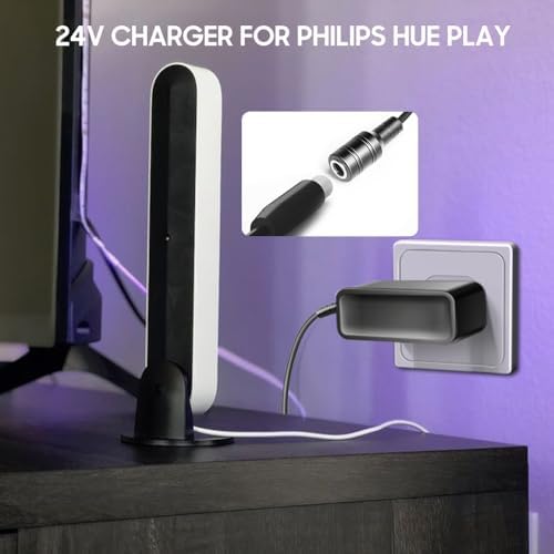 Superior 24 V Power Adapter for Philips Hue Play Gradient Lightstrip – Optimized Charger for 55″ to 75″ Smart TVs, Ensuring Maximum Compatibility and Enhanced Performance for Multi-Color LED Lighting Solutions