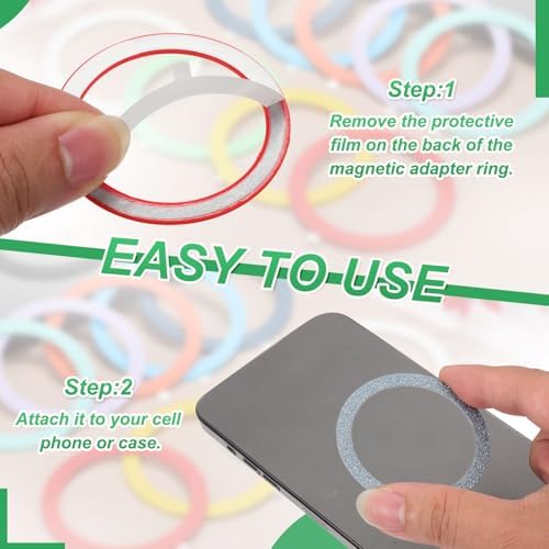 Universal Magnetic Adapter Ring Kit – 12 Ultra-Thin Yellow Metal Stickers for Enhanced Phone Case Compatibility and Wireless Charging Efficiency – Secure Adhesive Solution for Magnetic Mounts and Accessories – Easy Installation for Maximum Grip and Stability
